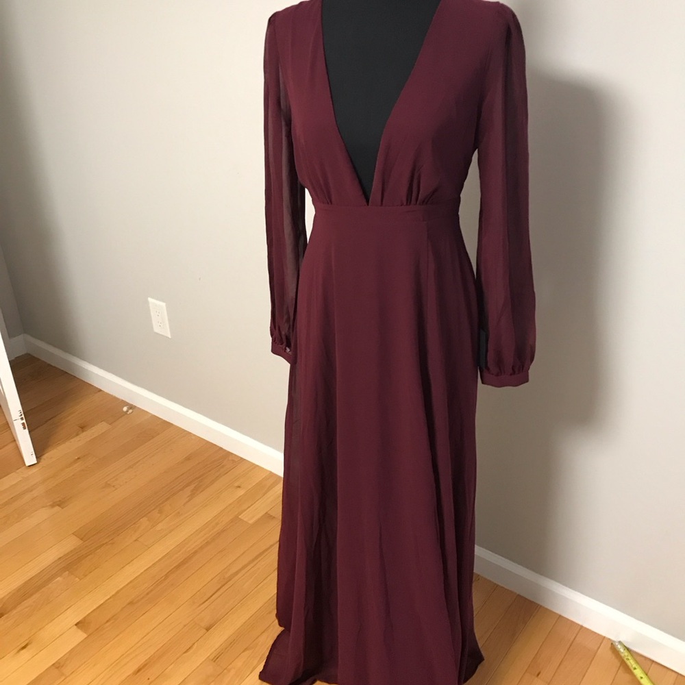 Lulus Deep Wine Long Sleeve Dress